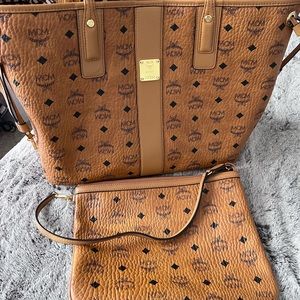 Authentic MCM reversible tote with pouch.